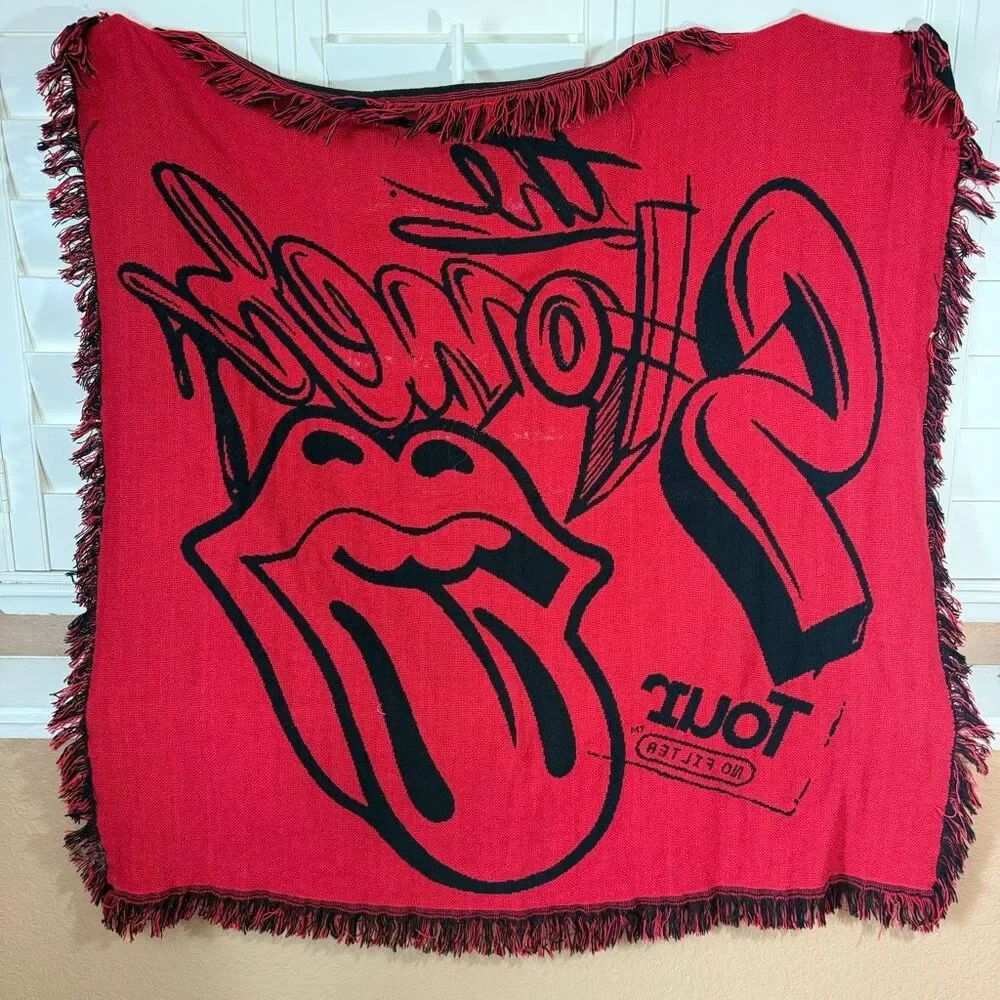 The Rolling Stones No Filter Red Black Knit Throw Blanket Classic Rock N Roll